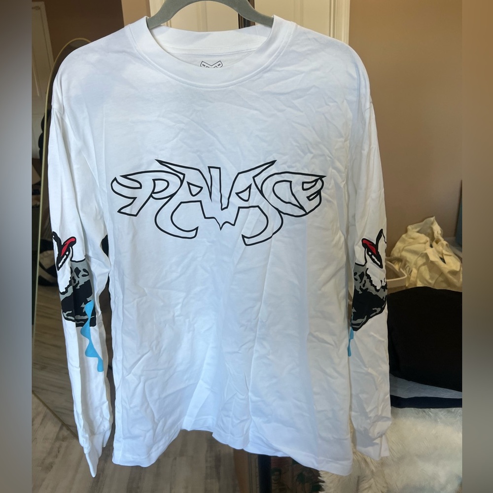 PALACE White Long Sleeve Tee with Graphic Design